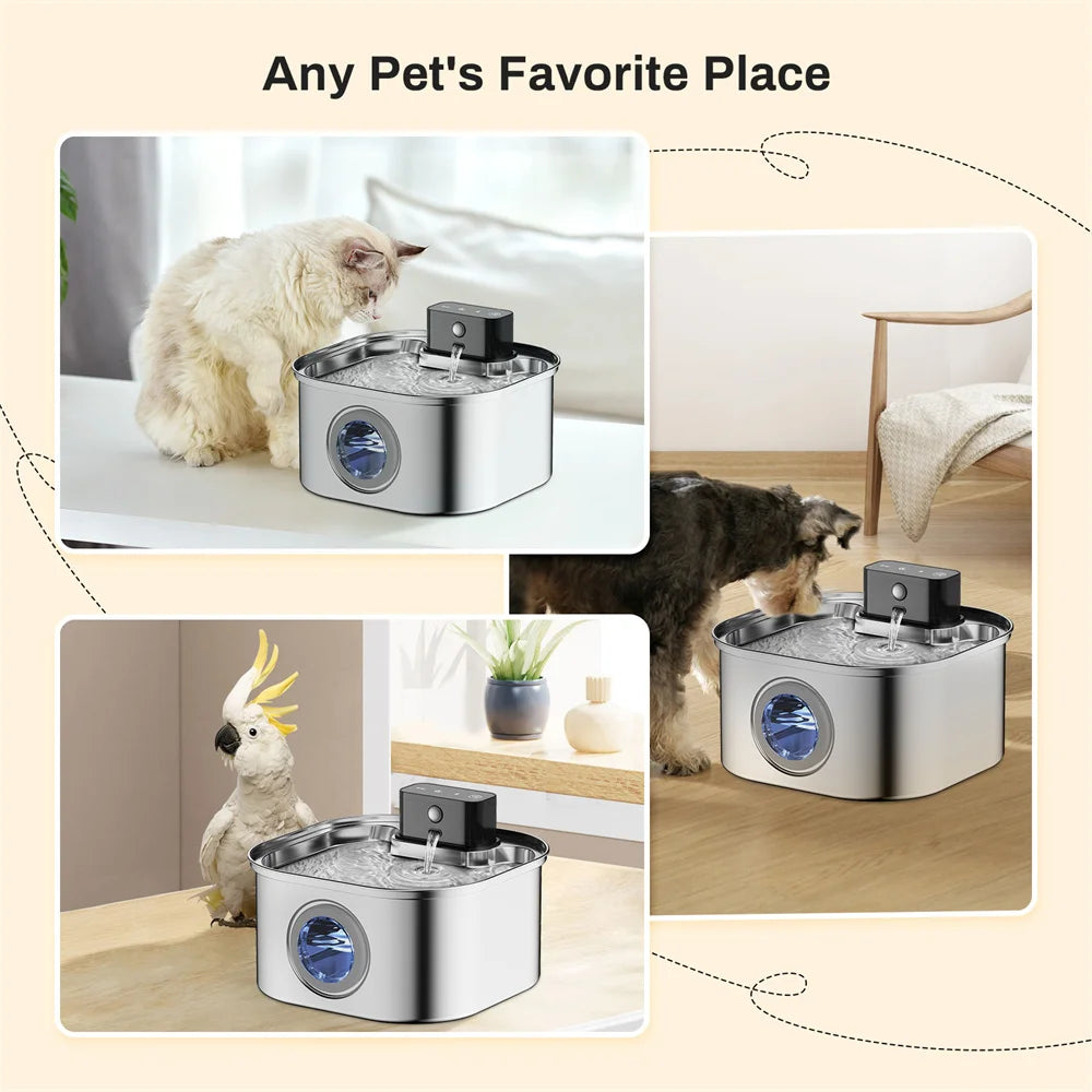 Stainless Steel Smart Pet Water Fountain — Ultra-Quiet Filter System