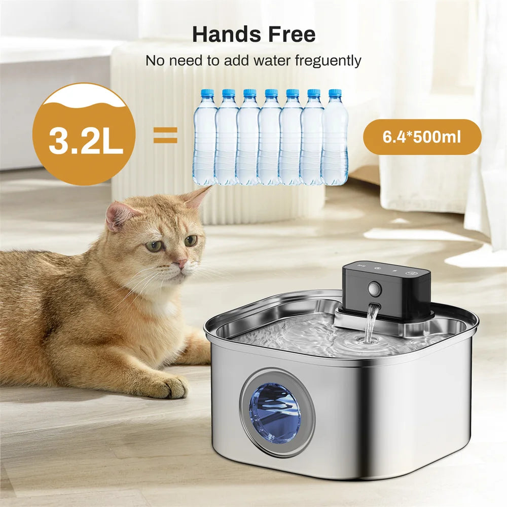 Stainless Steel Smart Pet Water Fountain — Ultra-Quiet Filter System