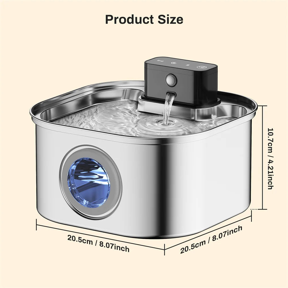 Stainless Steel Smart Pet Water Fountain — Ultra-Quiet Filter System